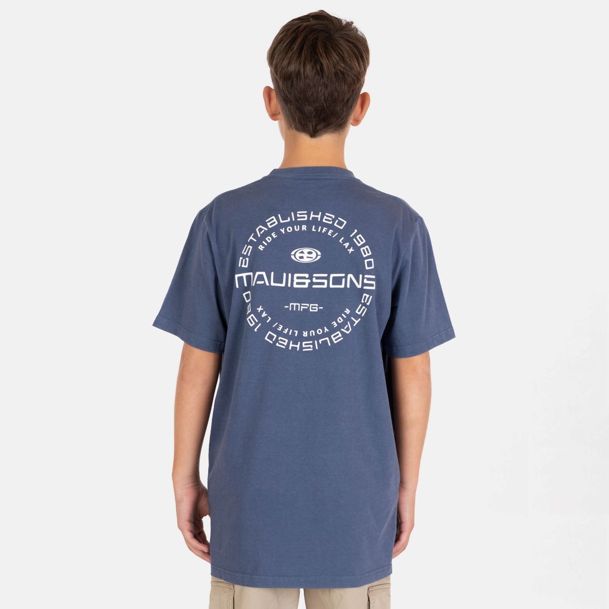 MAUI AND SONS - Polera Regular Fit Algodón Niño Azul Maui And Sons