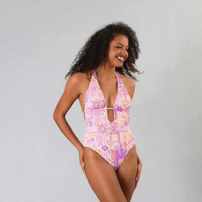 FLORES - Traje Baño Triangulo Una Pieza Mujer Flores