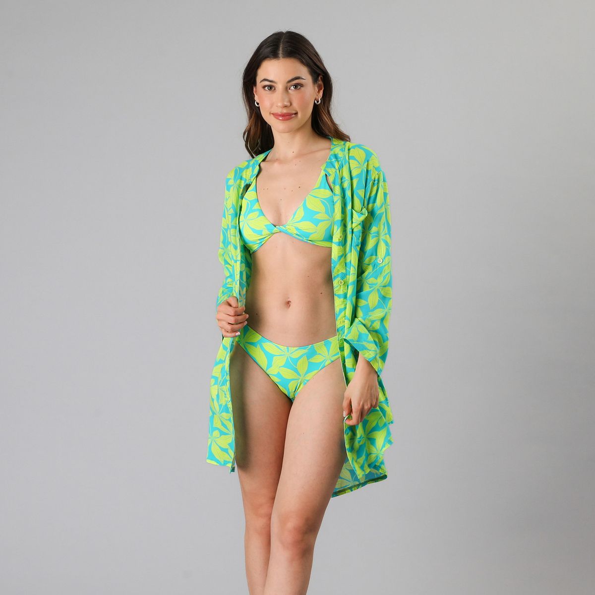 FLORES - Salida De Baño Camisera Print Mujer Flores