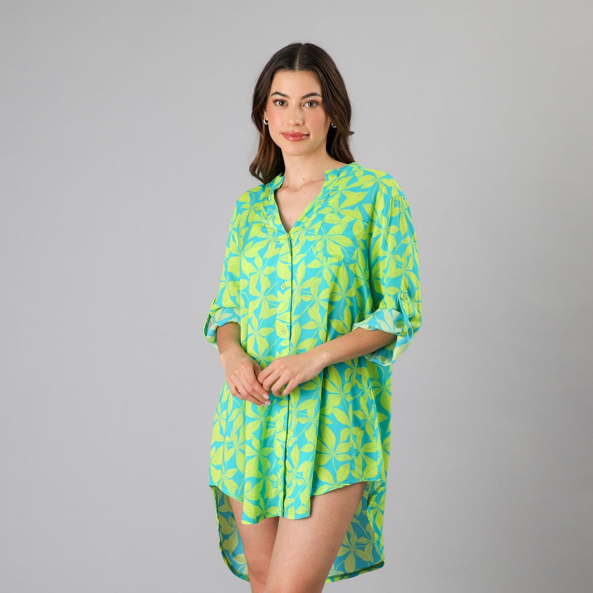 FLORES - Salida De Baño Camisera Print Mujer Flores