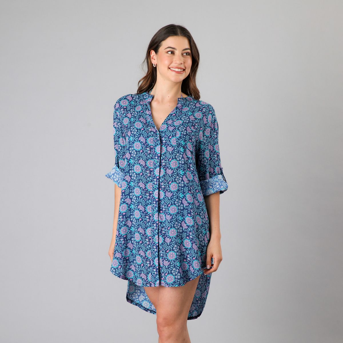 FLORES - Salida De Baño Camisera Print Mujer Flores