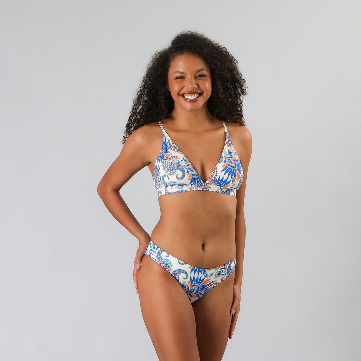 FLORES - Top Triángulo Con Costado Mujer Flores