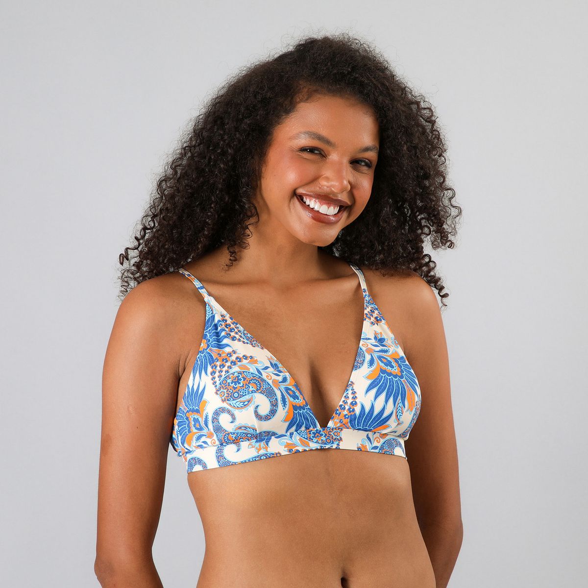 FLORES - Top Triángulo Con Costado Mujer Flores