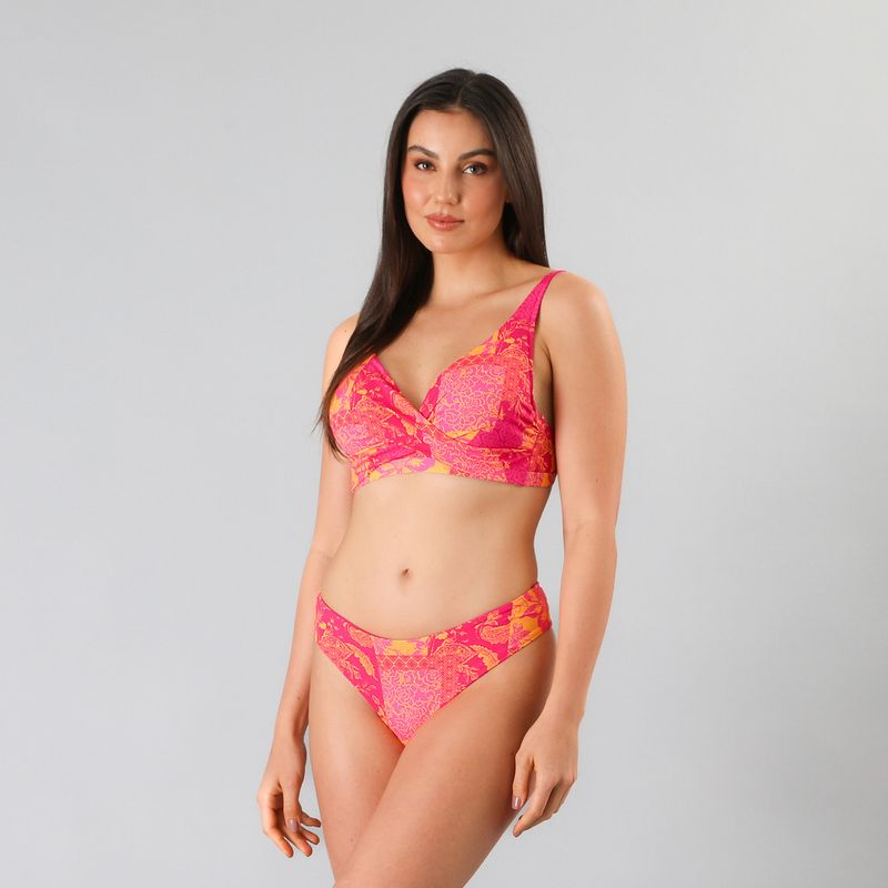 FLORES - Top Sostén Cruzado Con Arcos Escondidos Mujer Flores