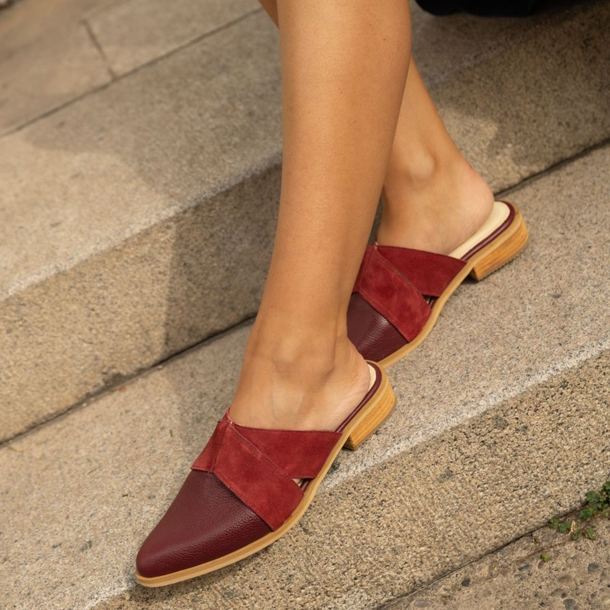 LUAU SHOES - Babucha Niza Mujer Cuero Burdeo Luau Shoes