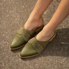 LUAU SHOES - Babucha Niza Mujer Cuero Verde