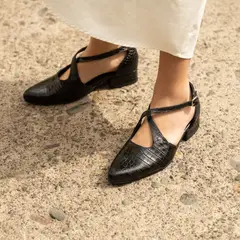 LUAU SHOES - Zapato Viena Mujer Cuero Negro