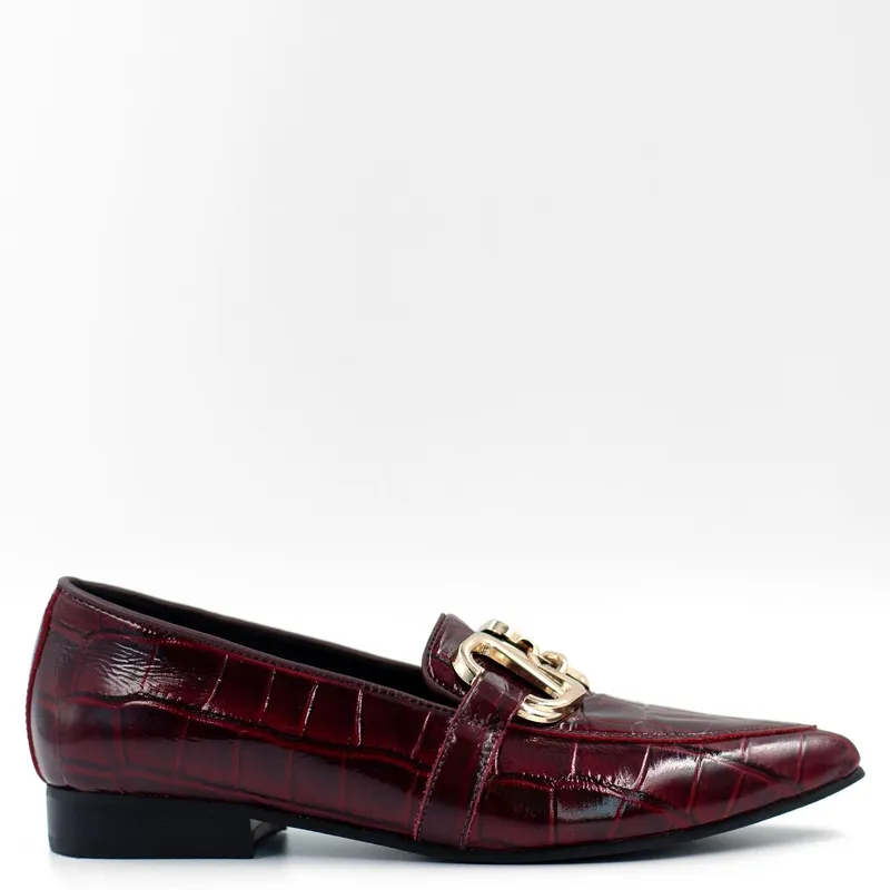 LUAU SHOES - Mocasin Sandalo Mujer Cuero Burdeo Luau Shoes