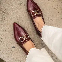 LUAU SHOES - Mocasin Sandalo Mujer Cuero Burdeo
