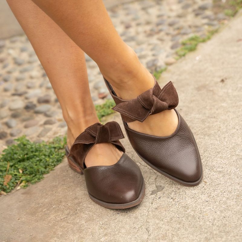 LUAU SHOES - Babucha Capri Mujer Cuero Café Oscuro Luau Shoes