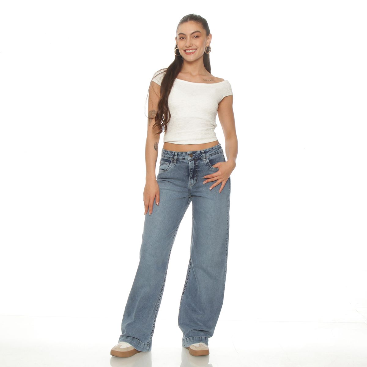 WADOS - Jeans Wide Leg Tiro Alto Algodón Mujer Wados