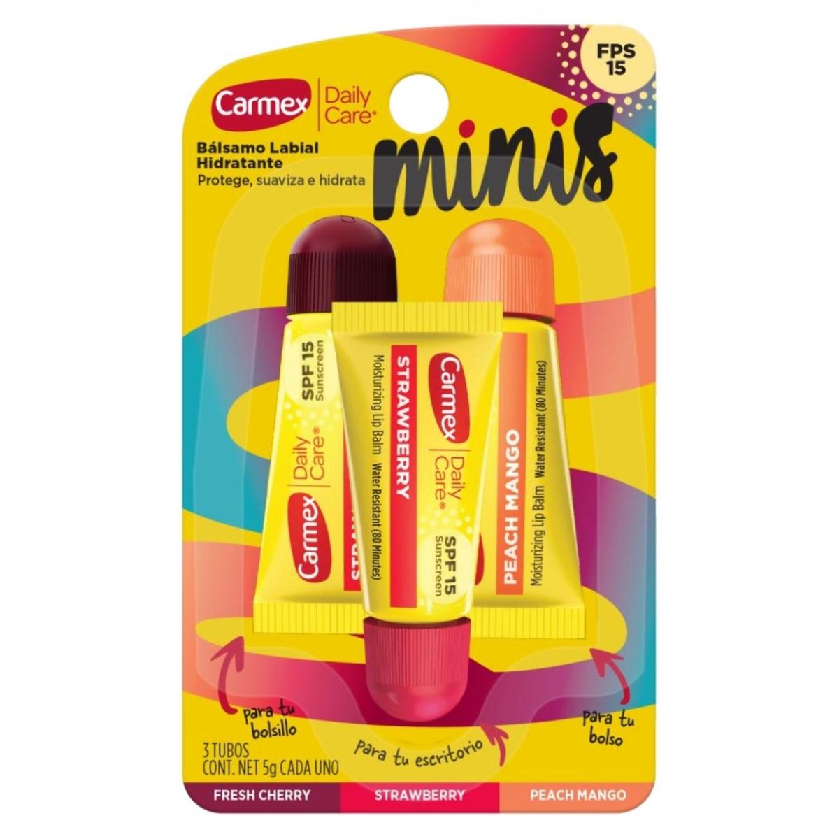 CARMEX - Bálsamo Labial MINIS Cherry/Strawberry/PMango Carmex