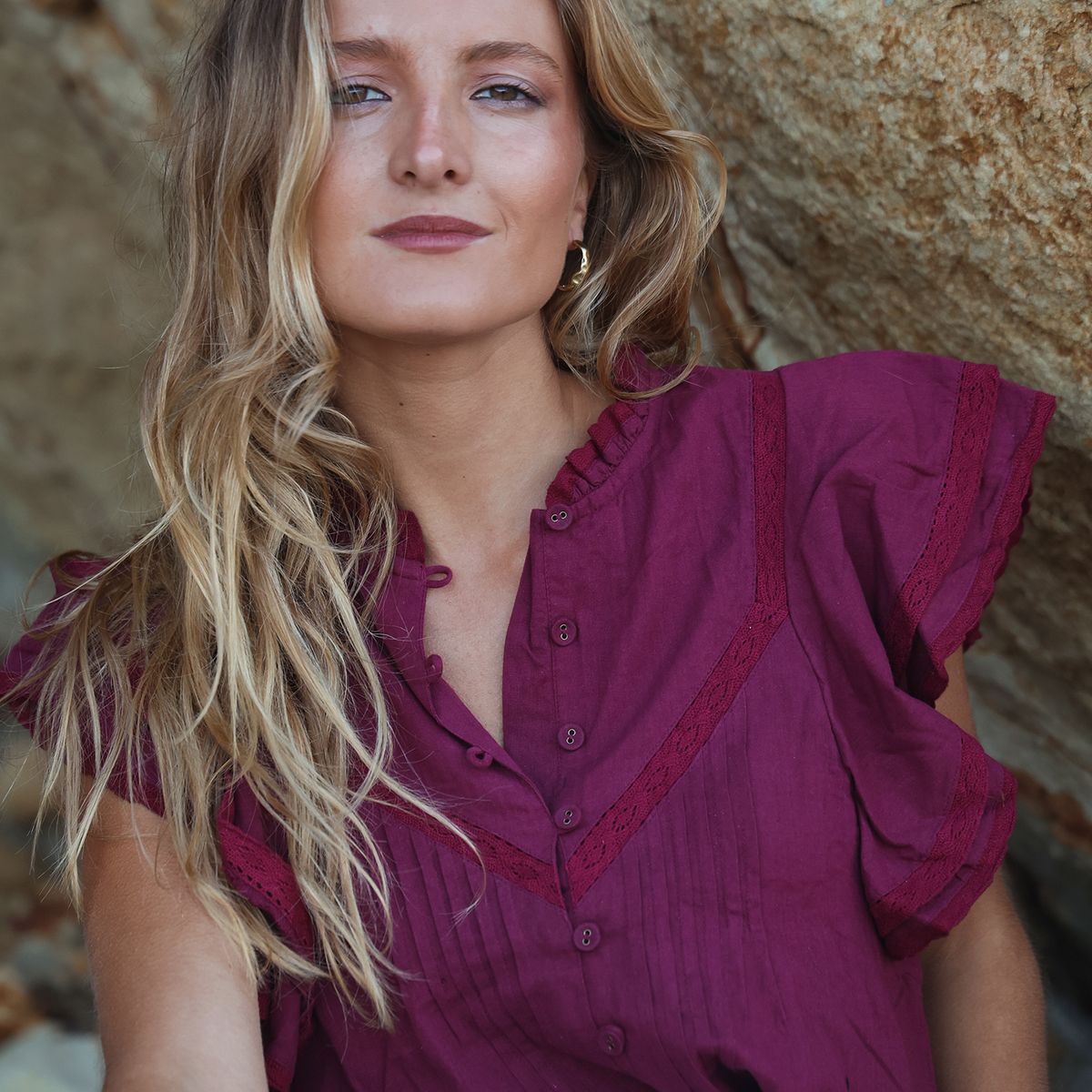 PARSOME - Blusa Manga Corta Algodón Mujer Parsome