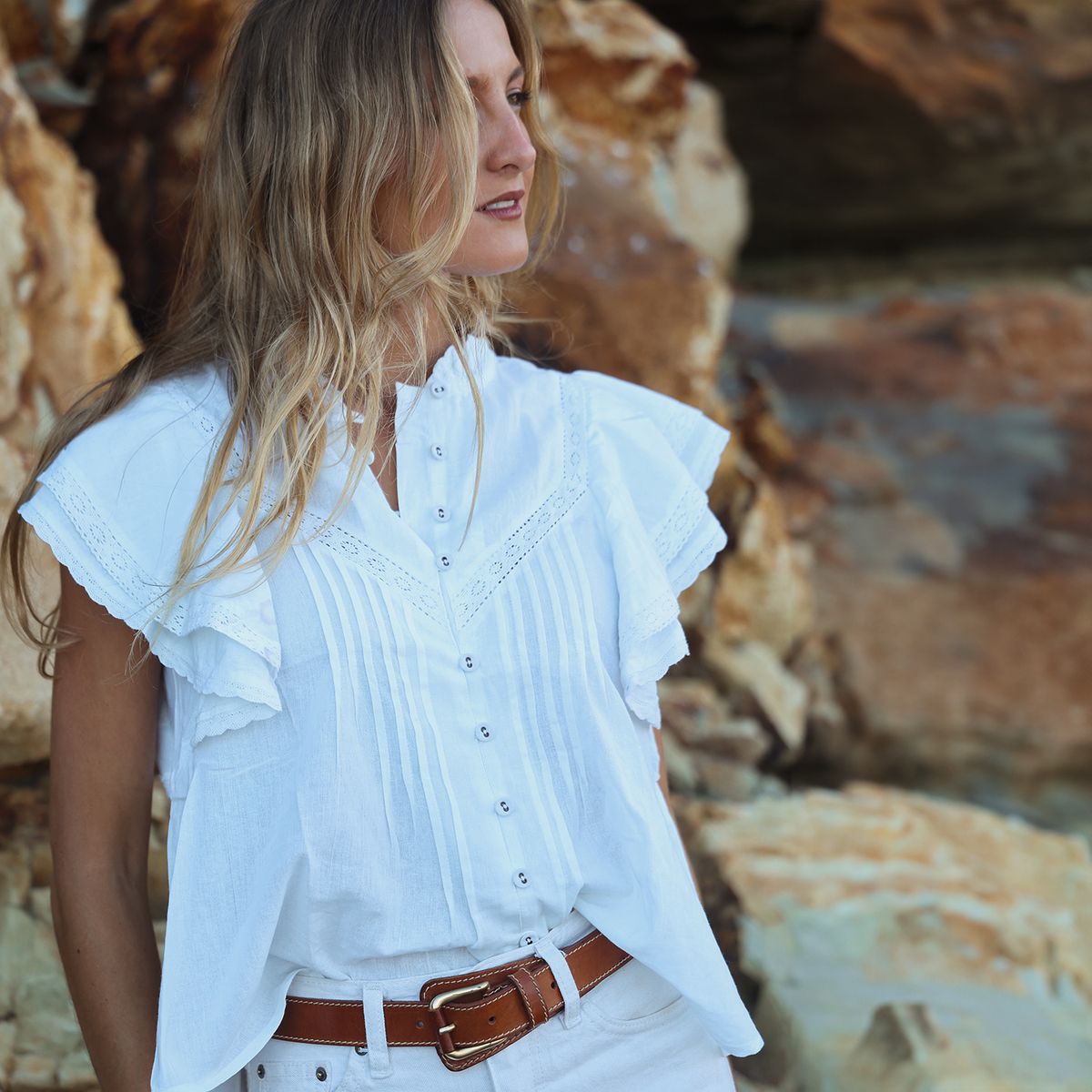 PARSOME - Blusa Manga Corta Algodón Mujer Parsome