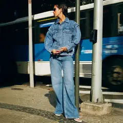 SAINTMALE - Jeans Wide Leg Tiro Medio Mujer