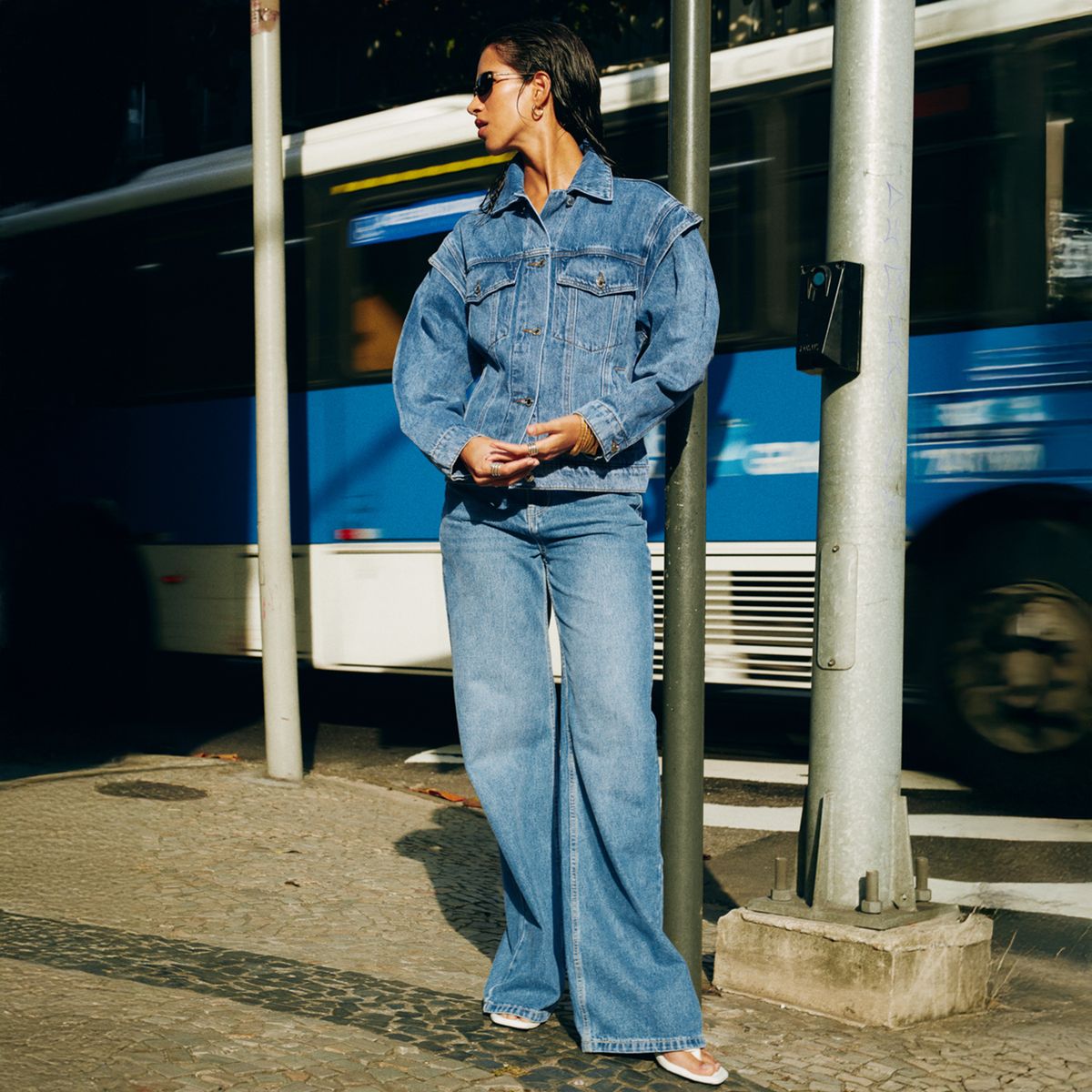 SAINTMALE - Jeans Wide Leg Tiro Medio Mujer Saintmale