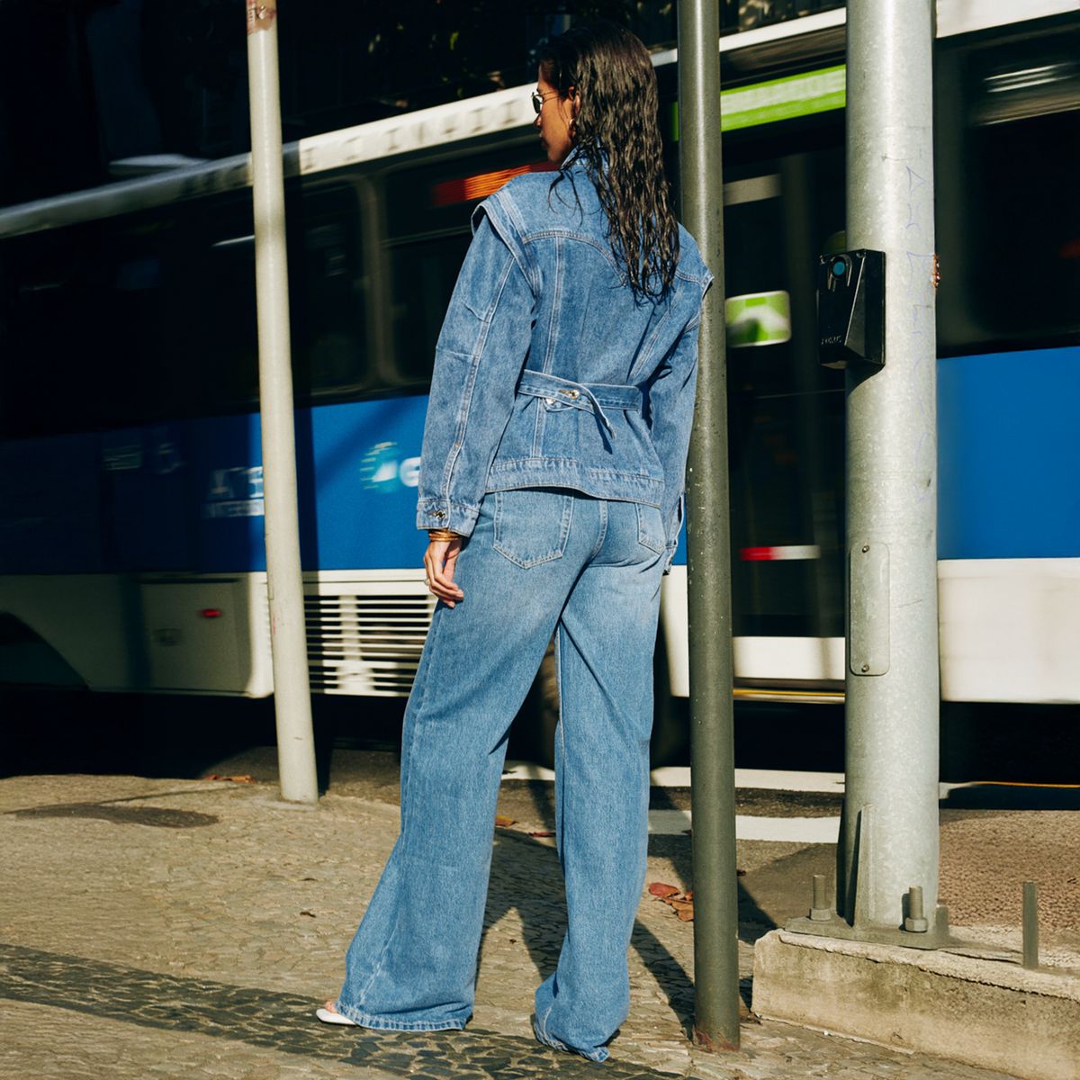 SAINTMALE - Jeans Wide Leg Tiro Medio Mujer Saintmale