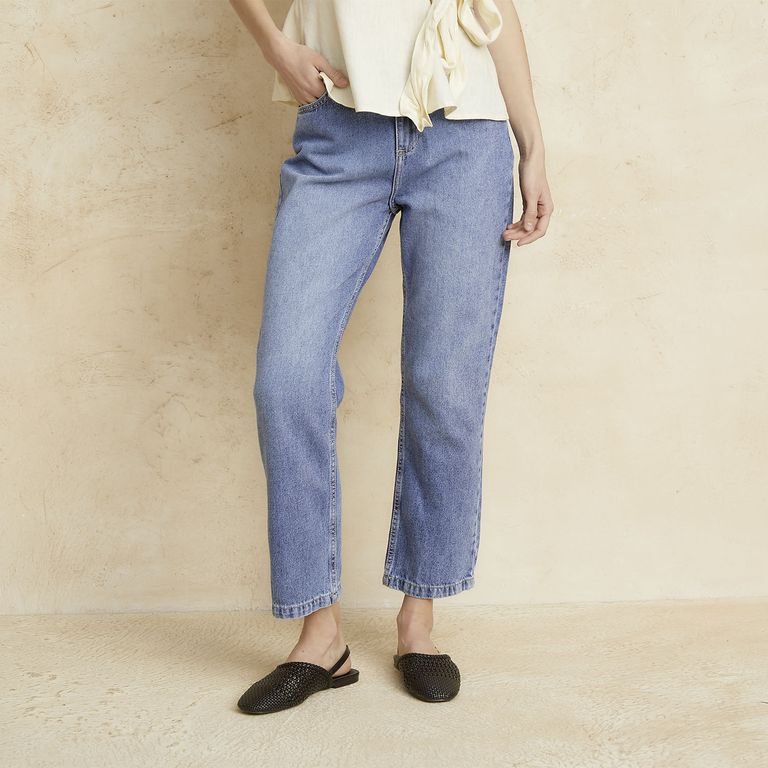BASEMENT Jeans Straight Tiro Medio Mujer
