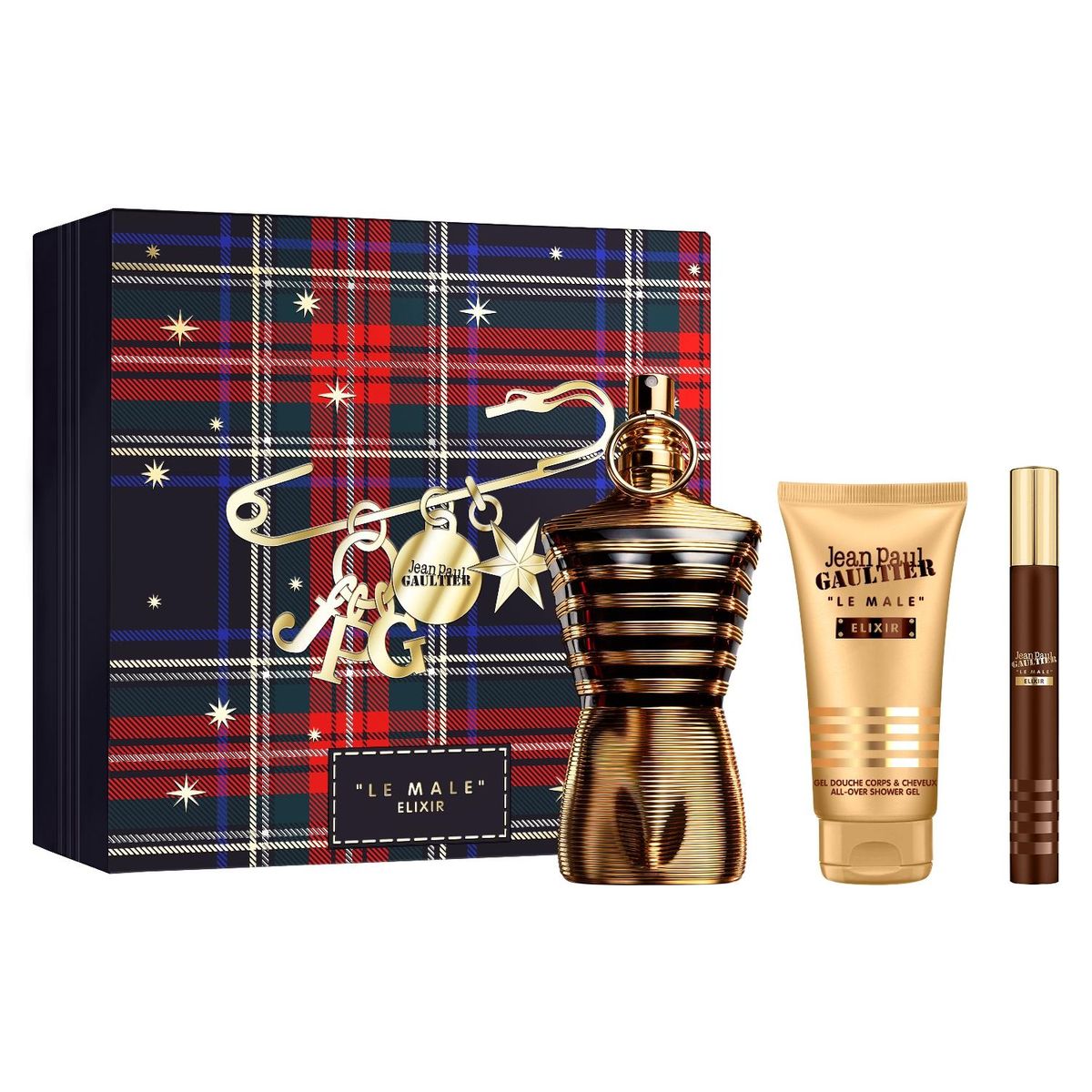 JEAN PAUL GAULTIER - Estuche Le Male Elixir Parfum 125 Ml + 10 Ml + All-Over Gel De Baño 75 Ml Jean Paul Gaultier