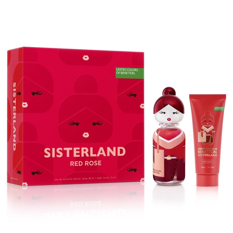 Estuche United Colors Sisterland Red Rose Eau De Toilette 80 Ml + Loción Corporal 75 Ml