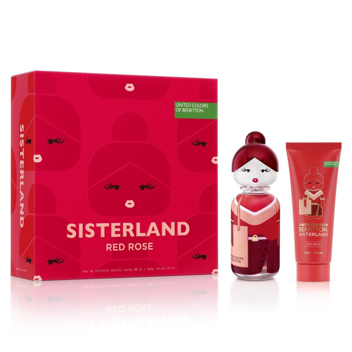 BENETTON - Estuche United Colors Sisterland Red Rose Eau De Toilette 80 Ml + Loción Corporal 75 Ml Benetton