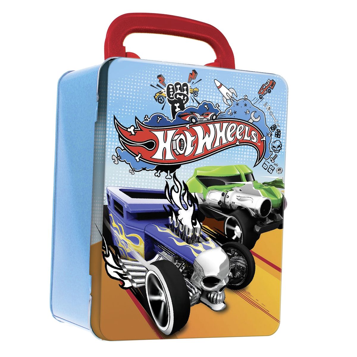 HOT WHEELS - Caja Metalica Porta Autos Hot Wheels