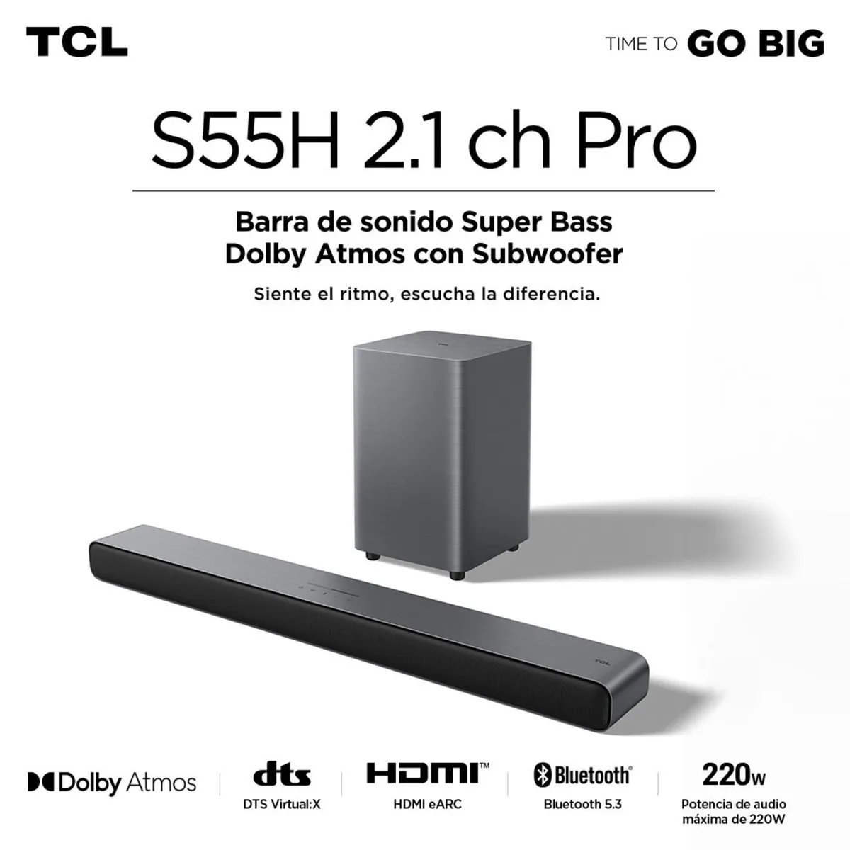 TCL - Soundbar S55H 2.1 Ch 220W + Subwoofer TCL