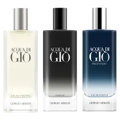 GIORGIO ARMANI - Set Perfume Hombre Aqua di Giò Eau de Toilette 15ml + Parfum 15ml + Profondo Eau de Parfum 15ml