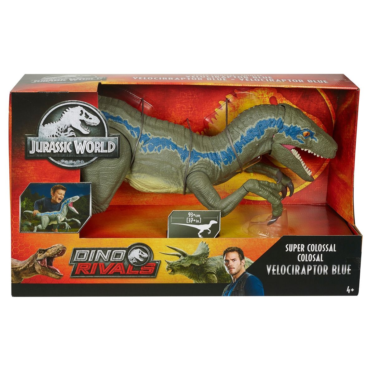 JURASSIC WORLD - Jurassic World Dinosaurio de Juguete Velociraptor Blue Super Colosal