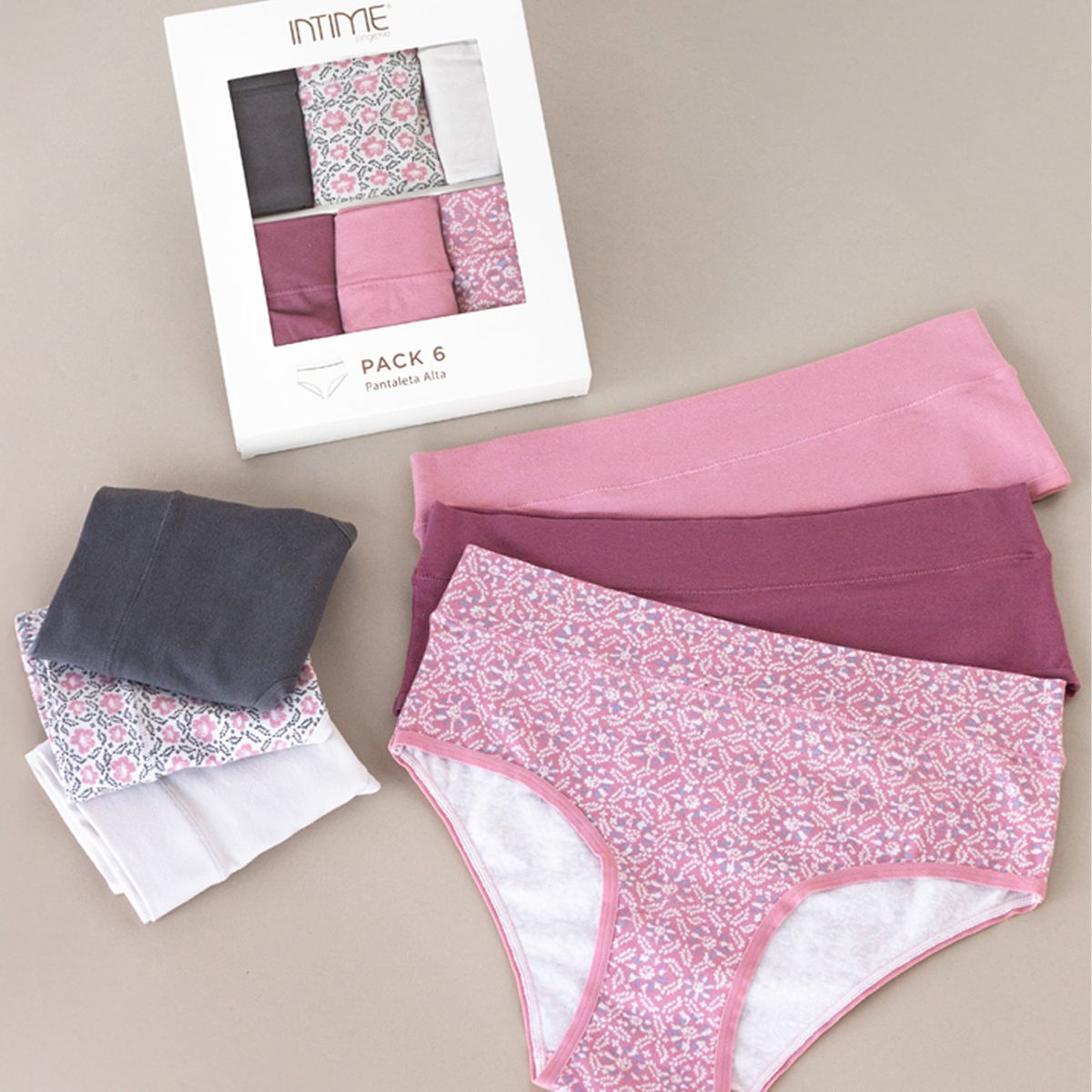 INTIME - Pack 6 Pantaletas Alta Mujer Intime