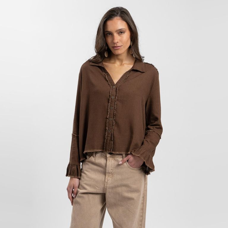 Blusa Sole Lino Chocolate Mujer