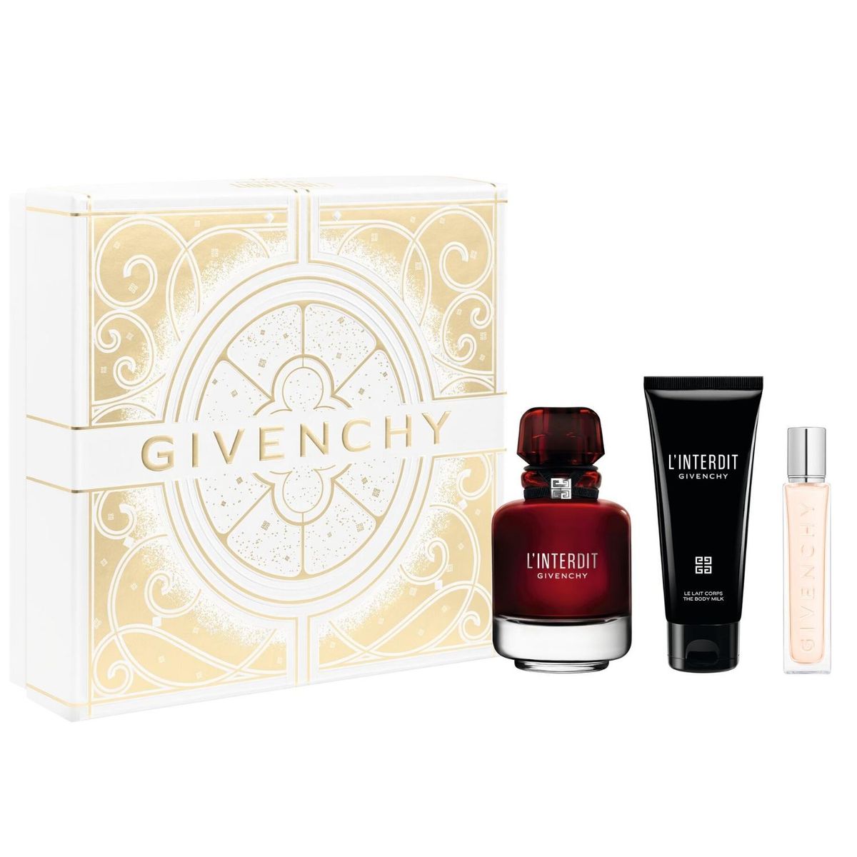 GIVENCHY - Set Perfume Mujer L'interdit Rouge Eau de Parfum 80ml + Crema Corporal 75ml + Travel Size 12,5ml Givenchy