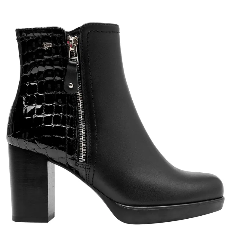 Botin Mujer Cuero Negro
