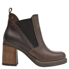 POLLINI - Botin Mujer Cuero Café Oscuro