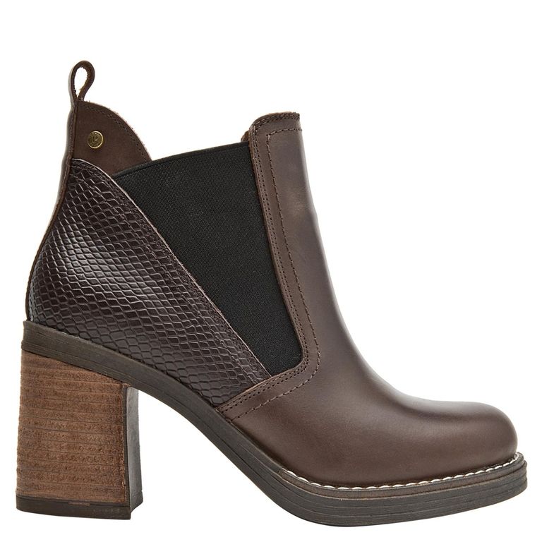 Botin Mujer Cuero Café Oscuro