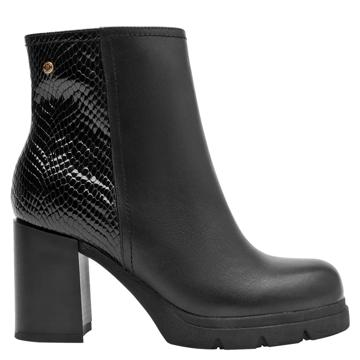 POLLINI - Botin Mujer Cuero Negro Pollini