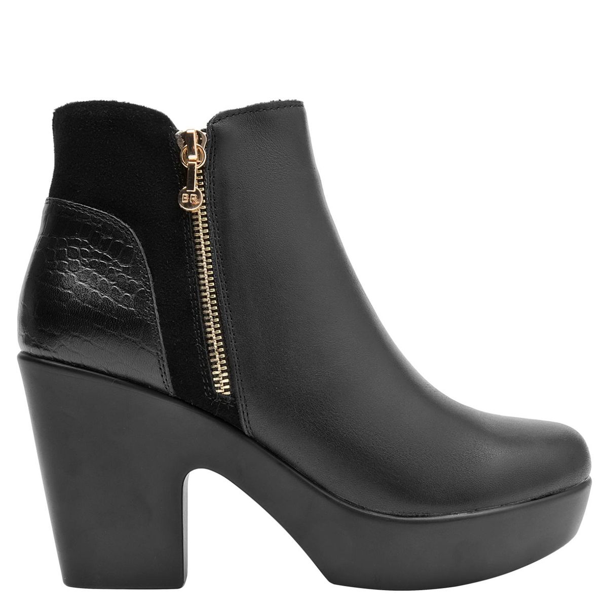 BRUNO ROSSI - Botin Mujer Cuero Negro Bruno Rossi