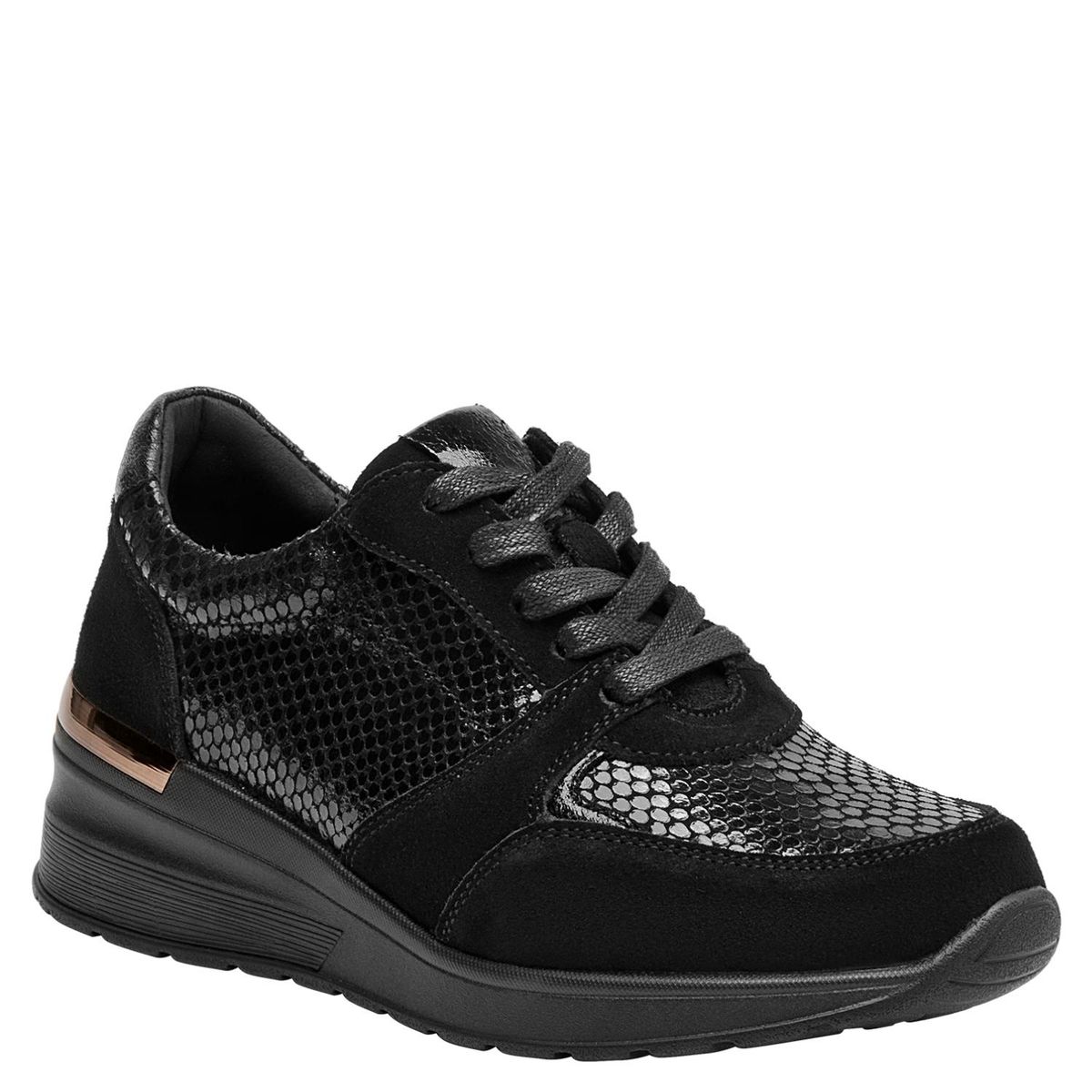 BRUNO ROSSI - Zapatilla Urbana Mujer Cuero Negro Bruno Rossi