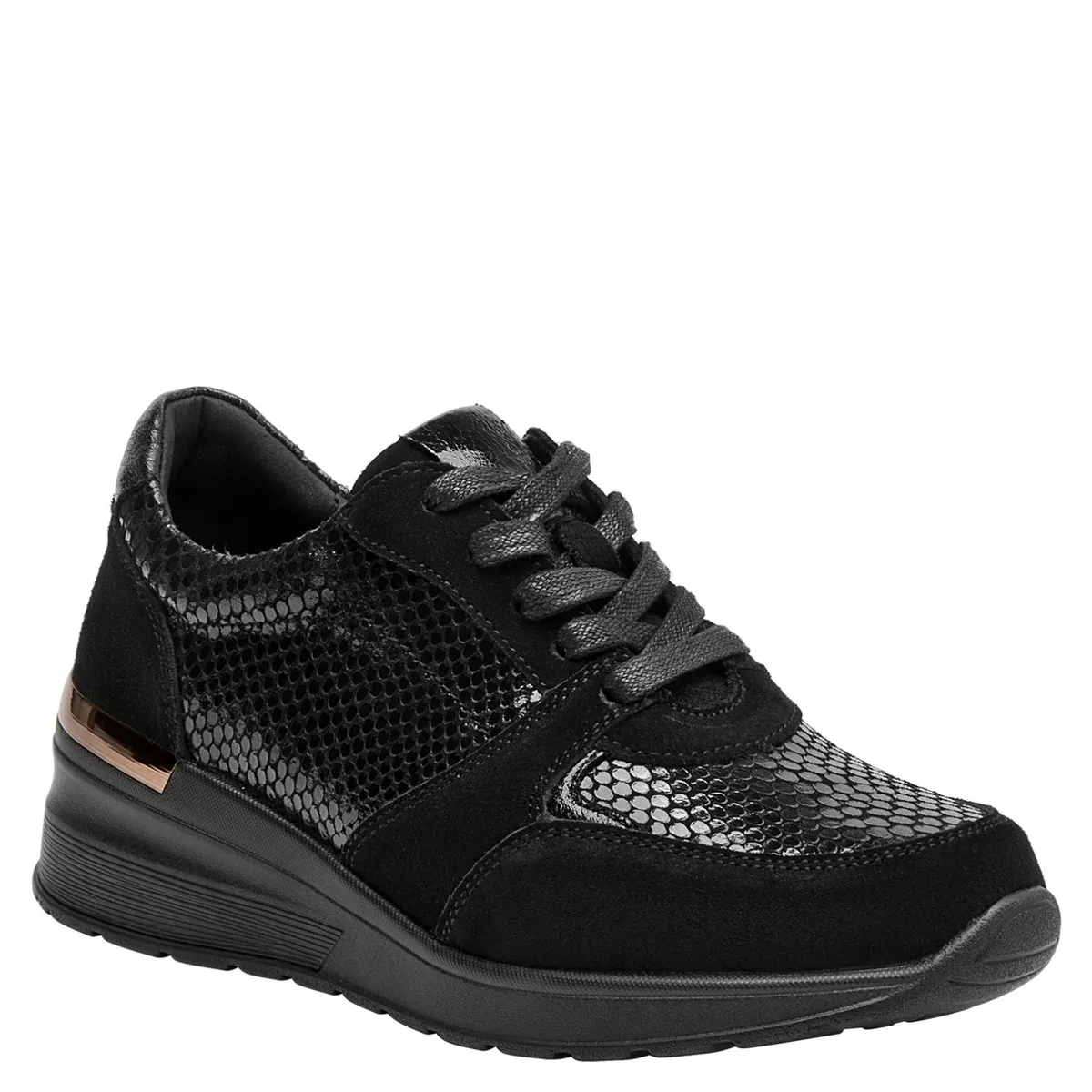 BRUNO ROSSI - Zapatilla Urbana Mujer Cuero Negro Bruno Rossi