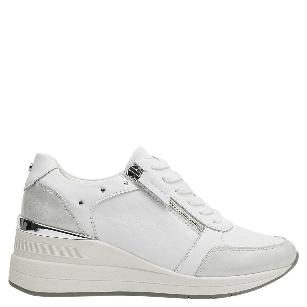BRUNO ROSSI - Zapatilla Urbana Mujer Cuero Blanco Bruno Rossi