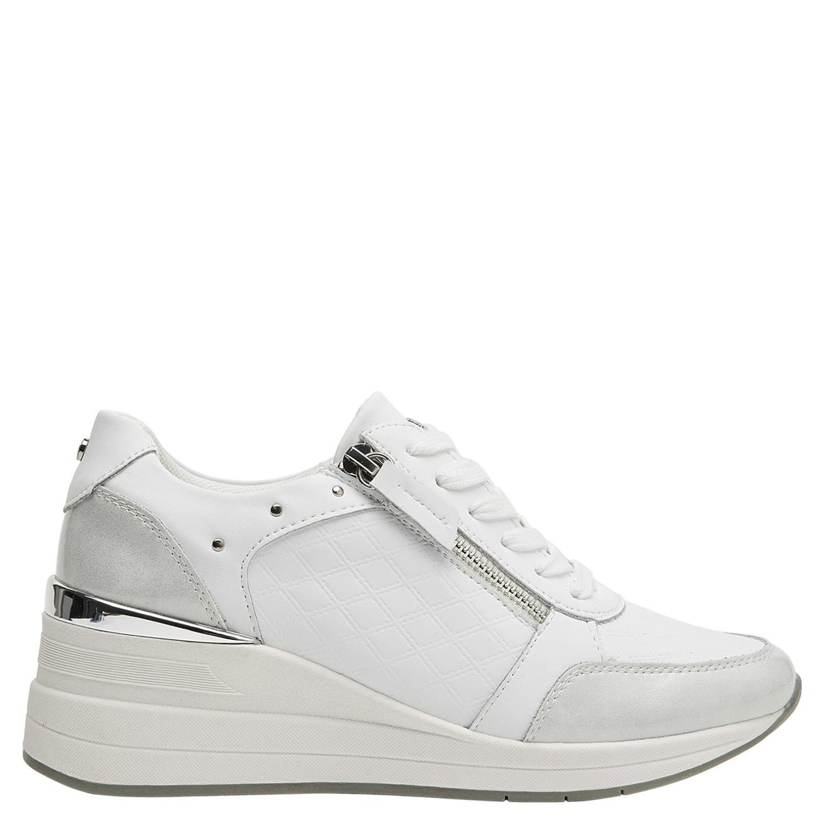 BRUNO ROSSI - Zapatilla Urbana Mujer Cuero Blanco Bruno Rossi
