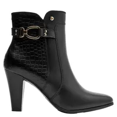 BRUNO ROSSI - Botin Mujer Cuero Negro