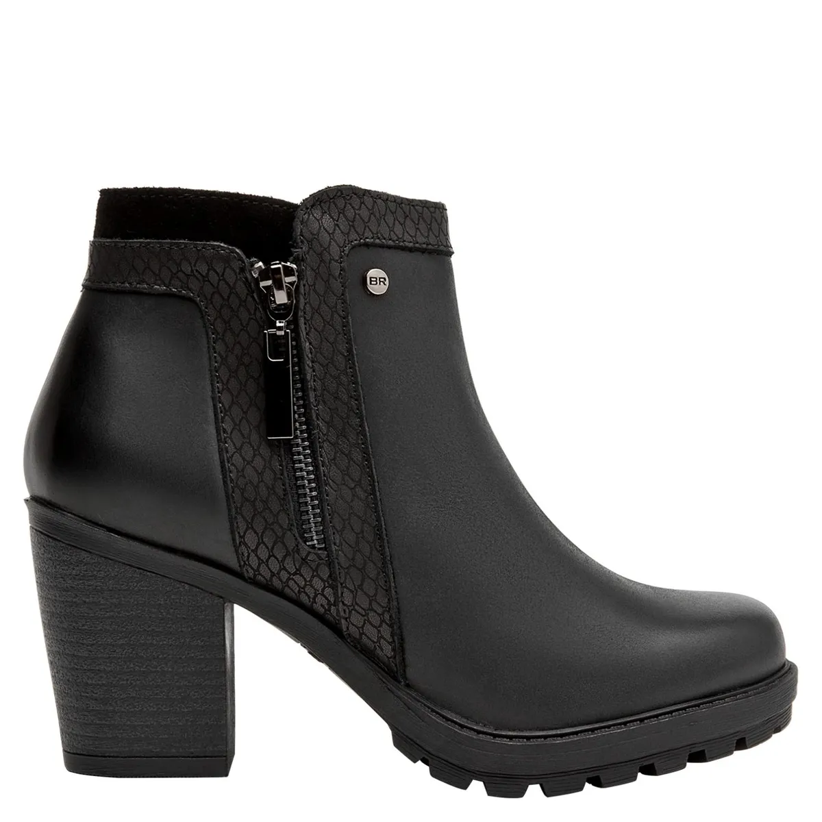BRUNO ROSSI - Botin Mujer Cuero Negro Bruno Rossi