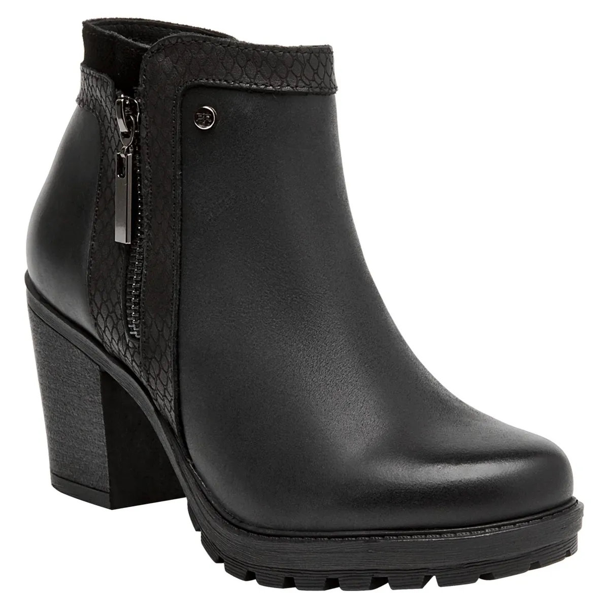 BRUNO ROSSI - Botin Mujer Cuero Negro Bruno Rossi