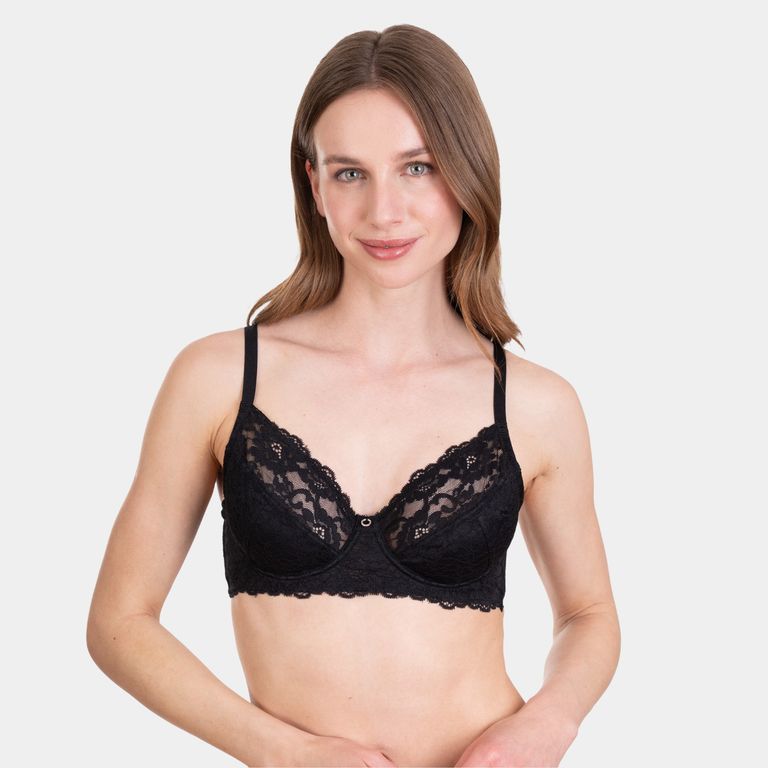 Bralette Encaje Broche Ancho con Arco y Copa Mujer