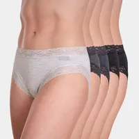 Pack 5 Bikini Algodón Encaje Mujer