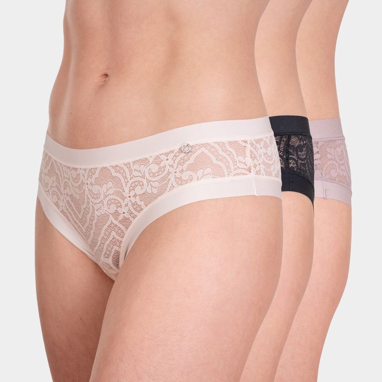 Pack 3 Pantaleta Encaje Borde Elastico Suave Mujer