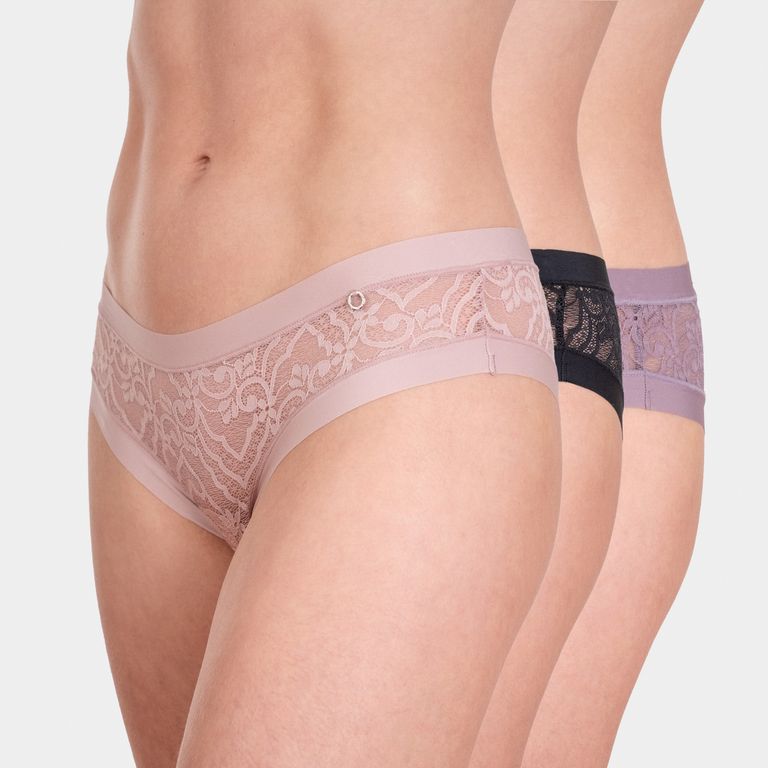PALMERS Pack 3 Pantaleta Encaje Borde Elastico Suave Mujer