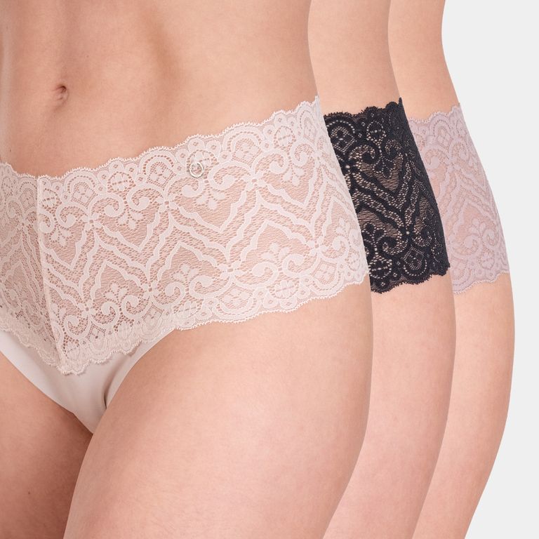 Pack 3 Culotte Encaje Microfibra Corte Laser Mujer