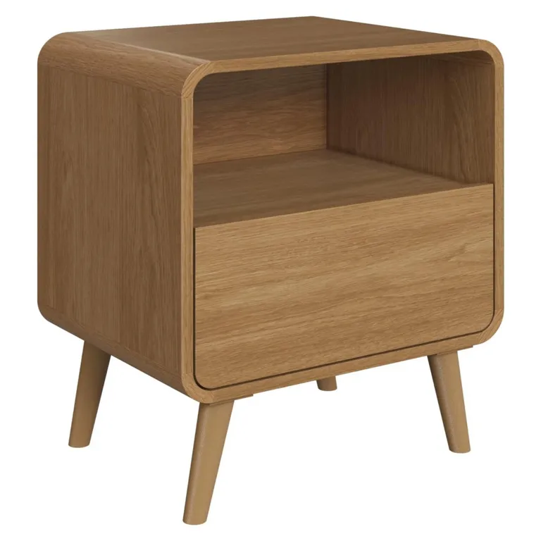 Velador Retro Un Cajón Roble Oscuro